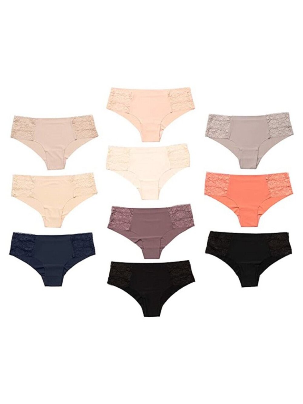 Pretty Sweet Basics Womens Pack of 10 Laser Cut Bikini Cheeky Hipster Panties XL